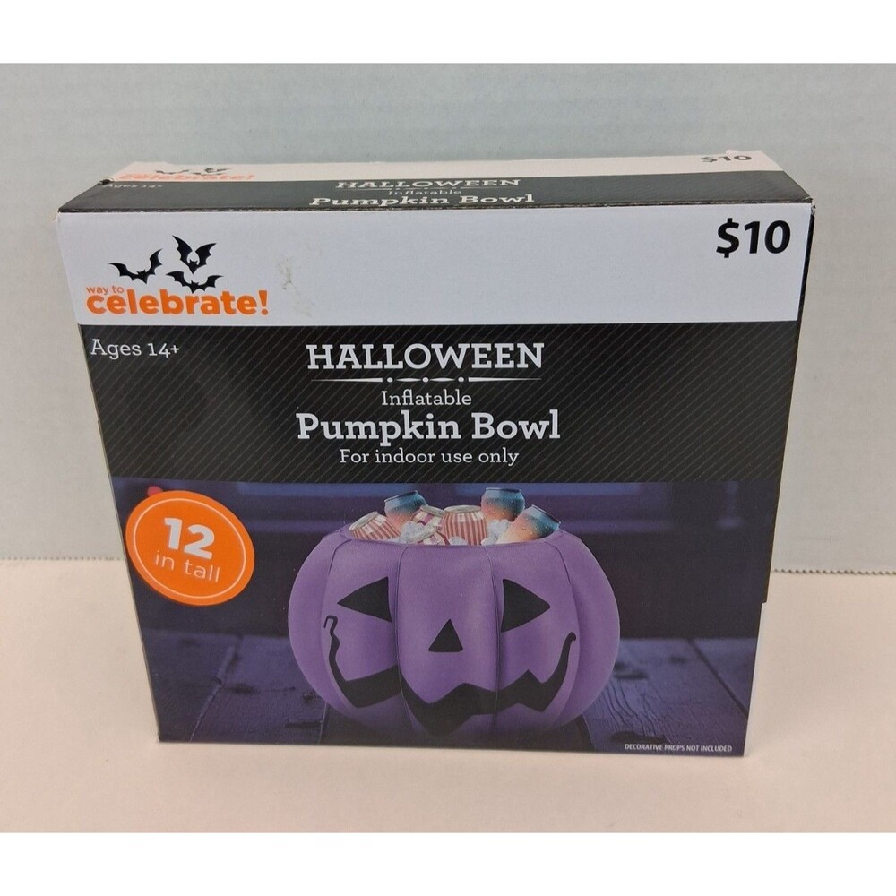 Halloween Way to Celebrate Inflatable Purple Pumpkin Bowl Cooler 12" Party NIB